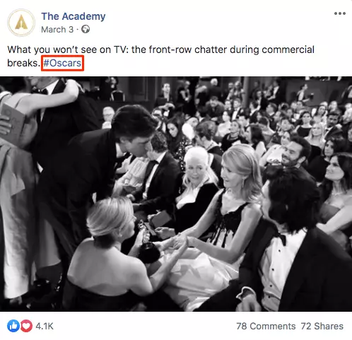 Immagine: Hashtag per eventi su Facebook #Oscars