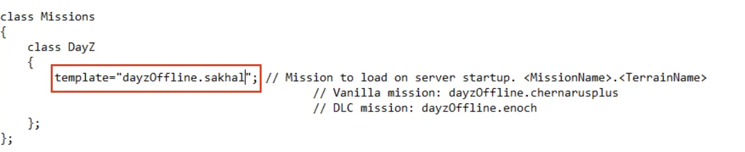 Schermata del file di configurazione del server dedicato per DayZ Immagine: Schermata del file di configurazione del server dedicato per DayZ