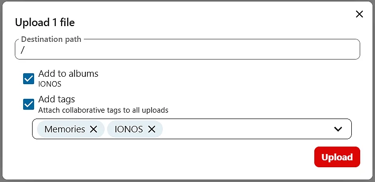Immagine: Caricamento di un file con Nextcloud Memories
