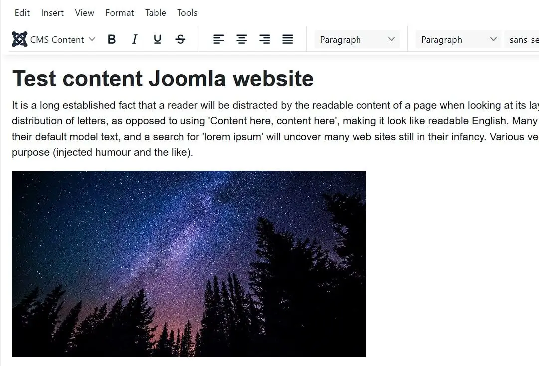 Immagine: Articolo Joomla con immagine di esempio