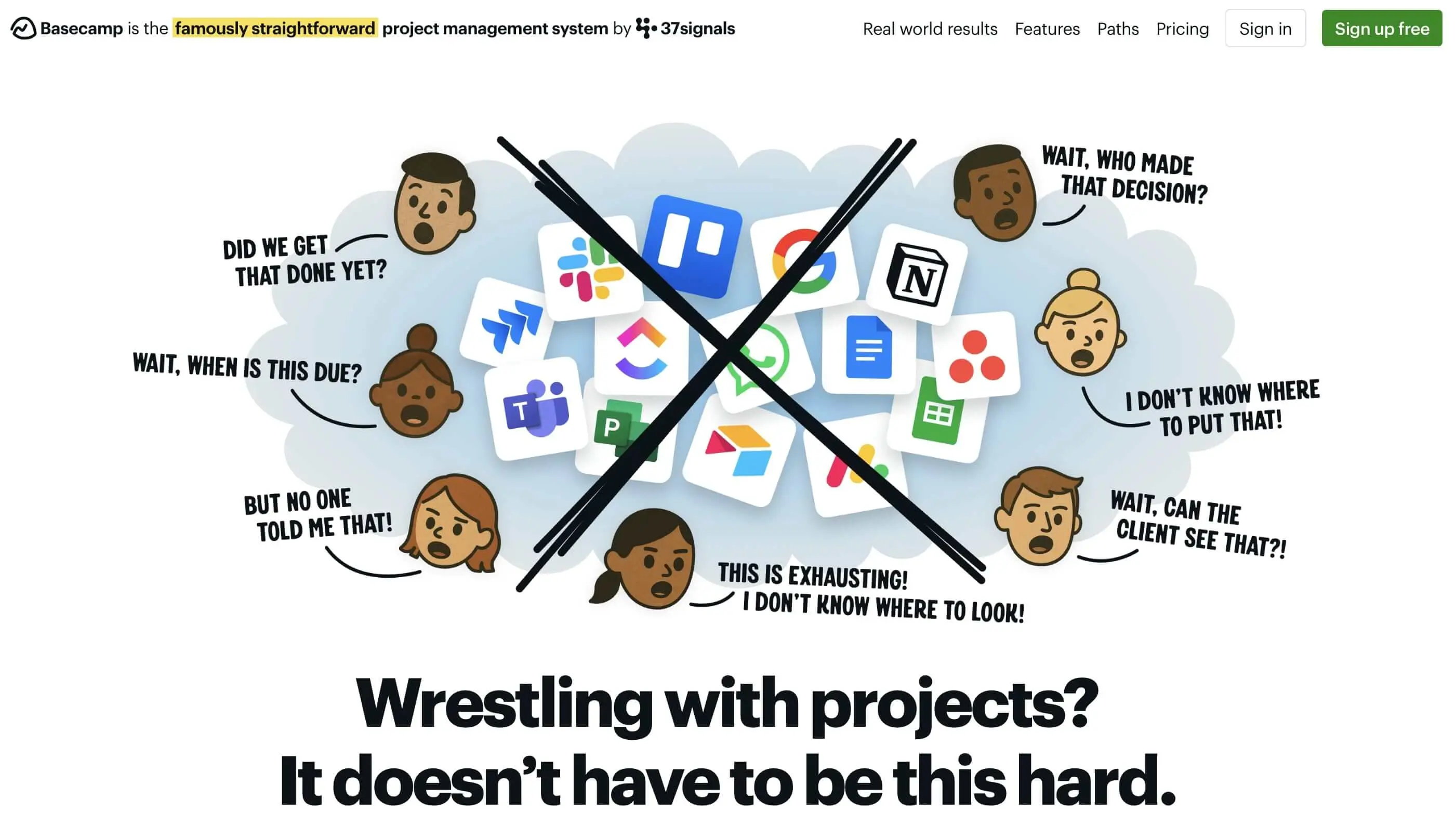Immagine: Screenshot del sito di Basecamp