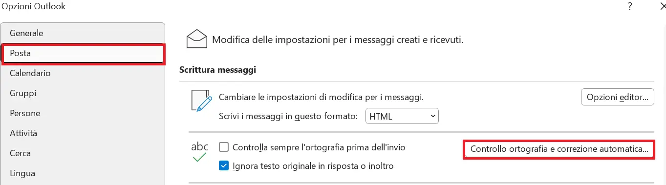 Menu Posta di Outlook Immagine: Menu Posta di Outlook