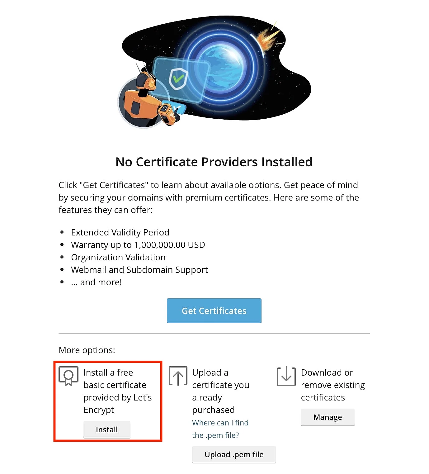 Selezionare Let’s Encrypt Immagine: Selezionare Let’s Encrypt