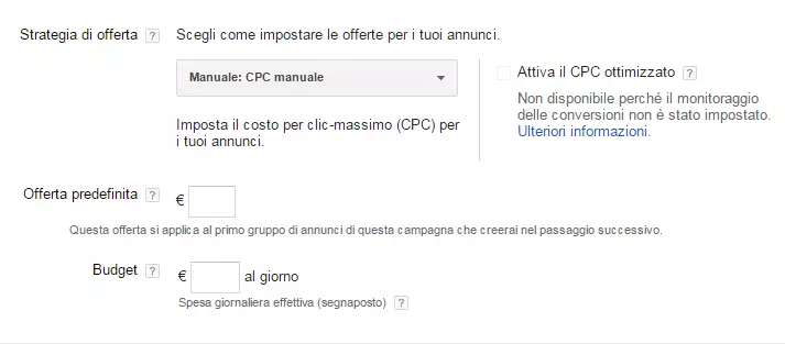 Immagine: Esempio di ottimizzazione di una campagna con Google AdWords