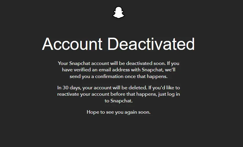 L’account di Snapchat disattivato Immagine: L’account di Snapchat disattivato