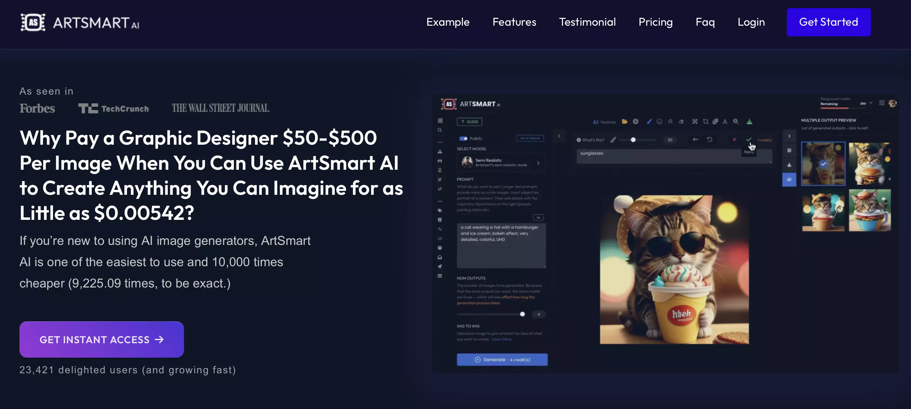 Screenshot del sito web di Artsmart.ai Immagine: Screenshot del sito web di Artsmart.ai