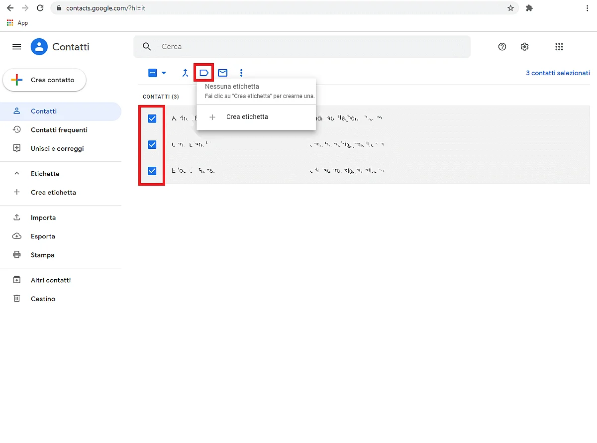 Immagine: Contatti Google: elenco dei contatti