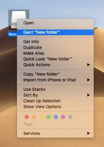 Immagine: Menu contestuale del file immagine con estensione .dmg