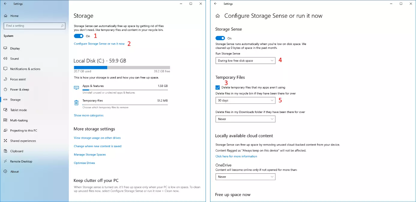 Immagine: Sensore memoria in Windows