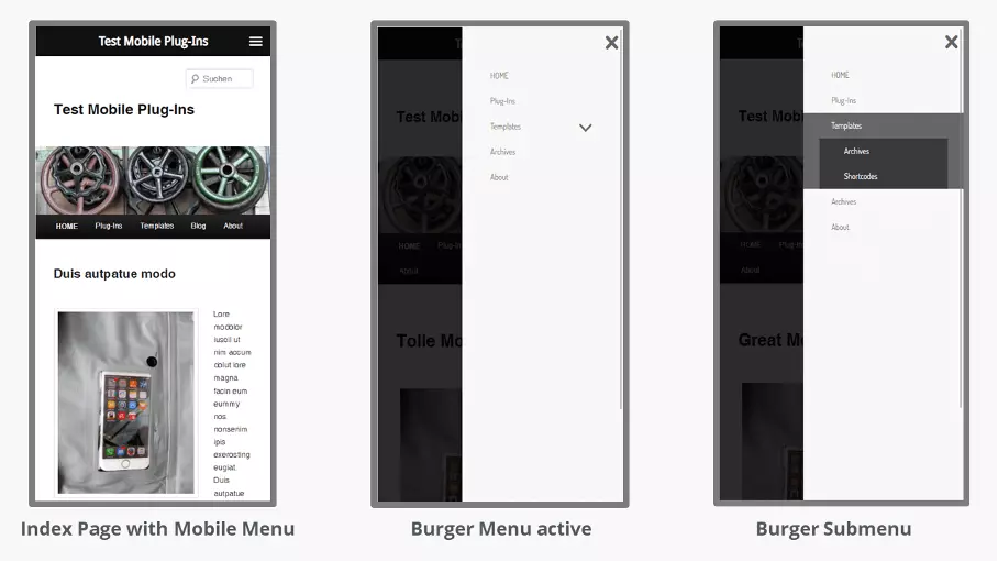 Immagine: Il sito web con il plugin WordPress WP Mobile Menu installato