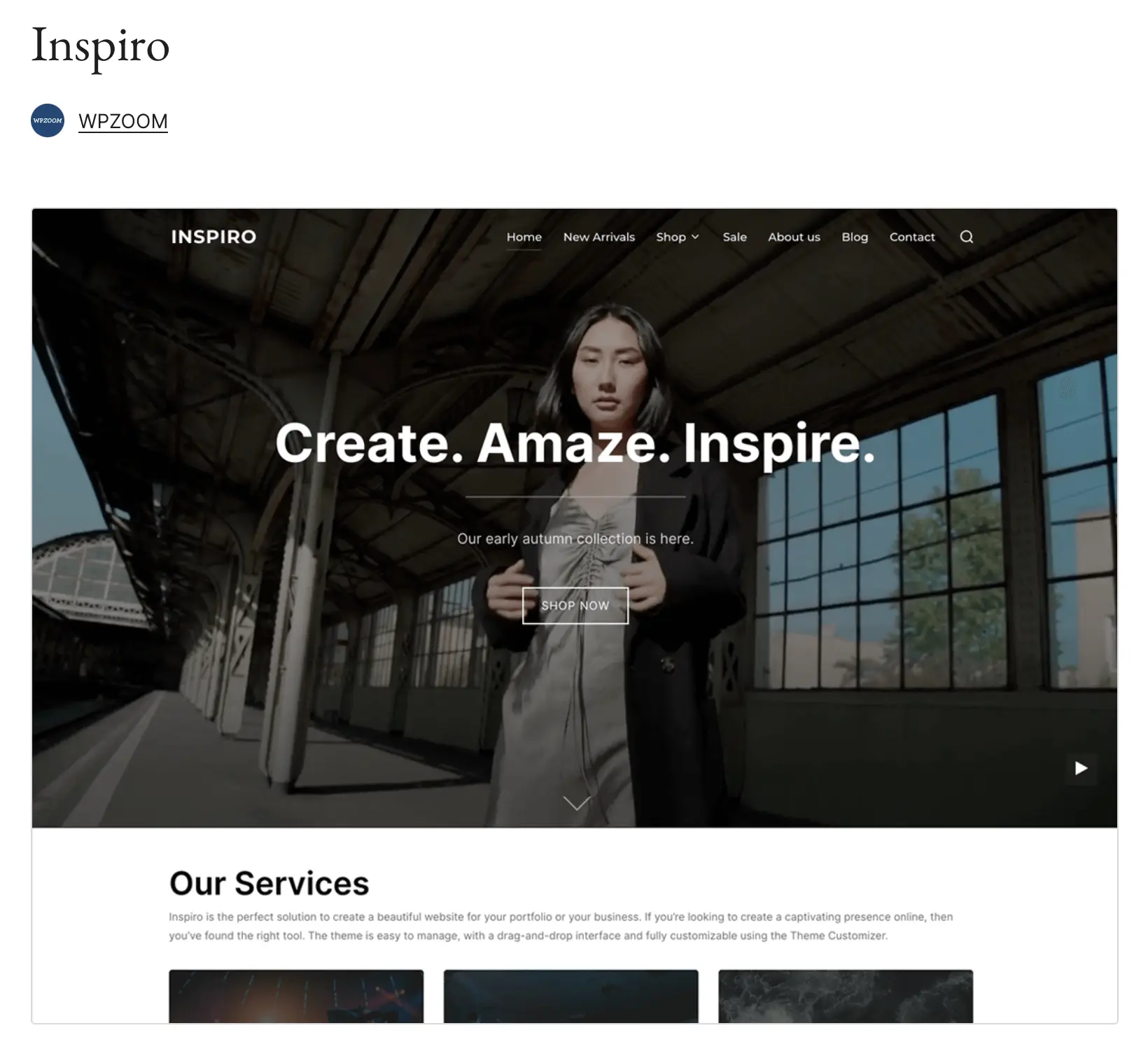 Immagine: Anteprima del tema WordPress Inspiro su WordPress.org