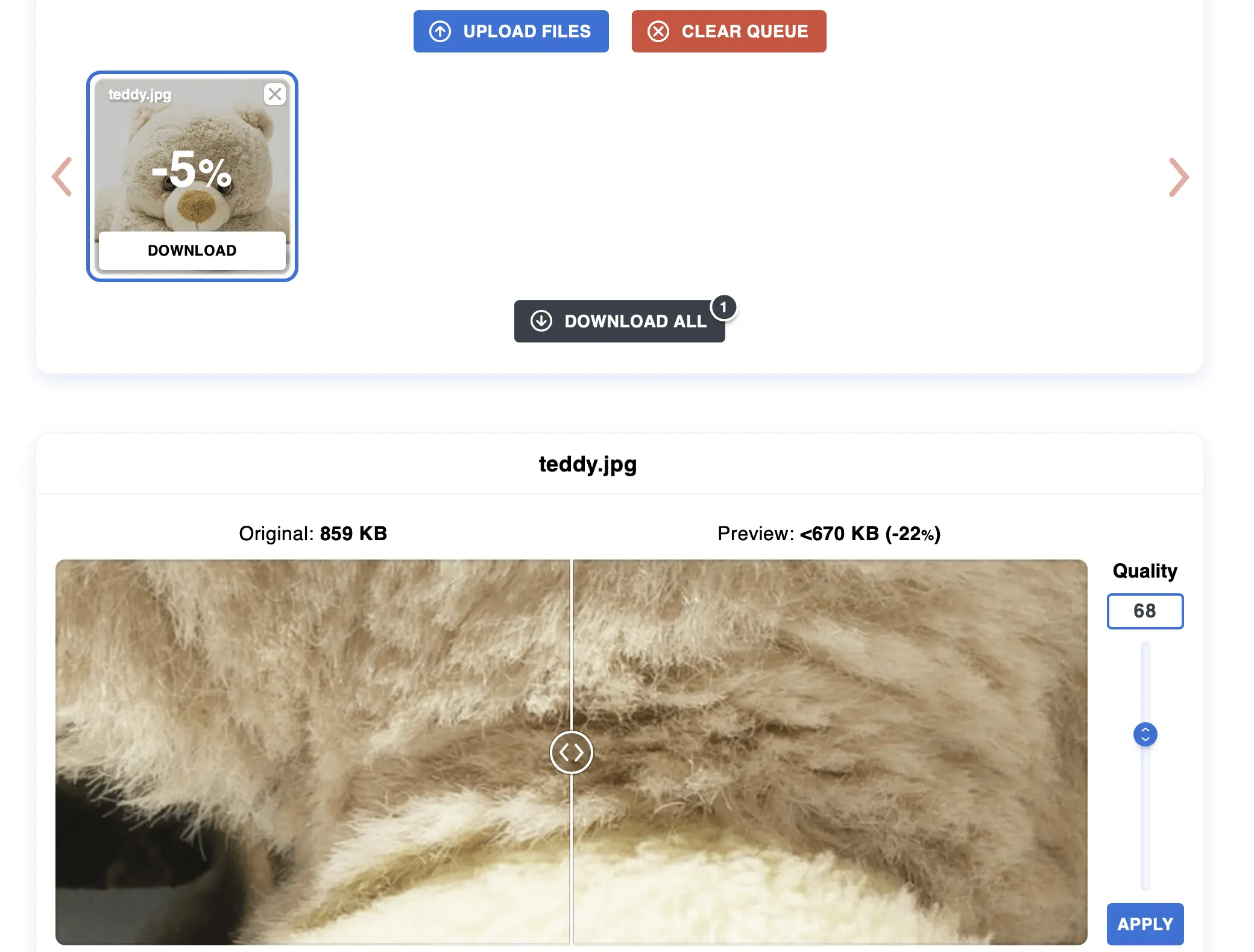 Immagine: Comprimere le foto con Optimizilla