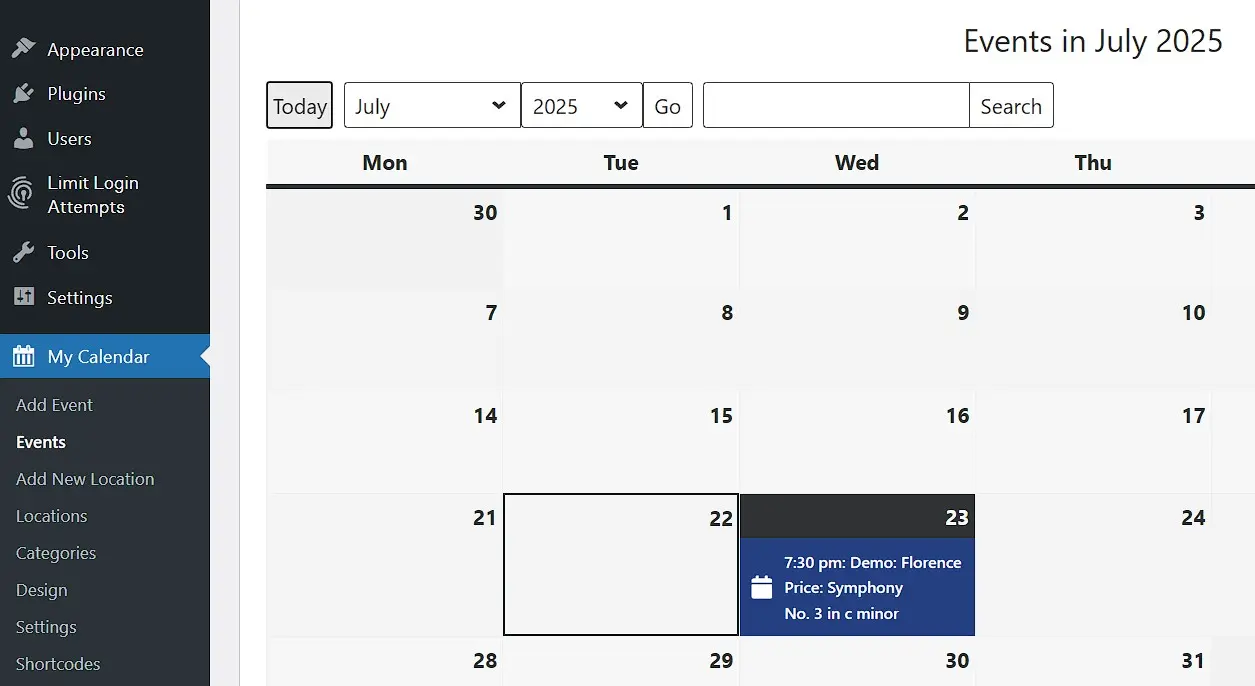 Immagine: Calendario WordPress &ldquo;My Calendar&rdquo;