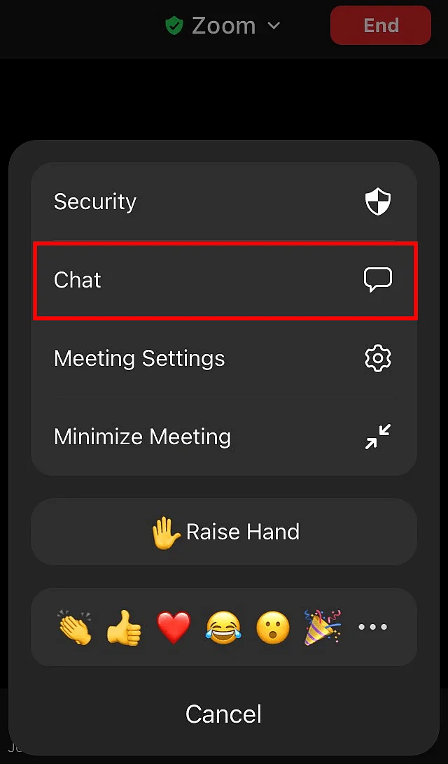 Immagine: Funzione chat nell’app mobile di Zoom