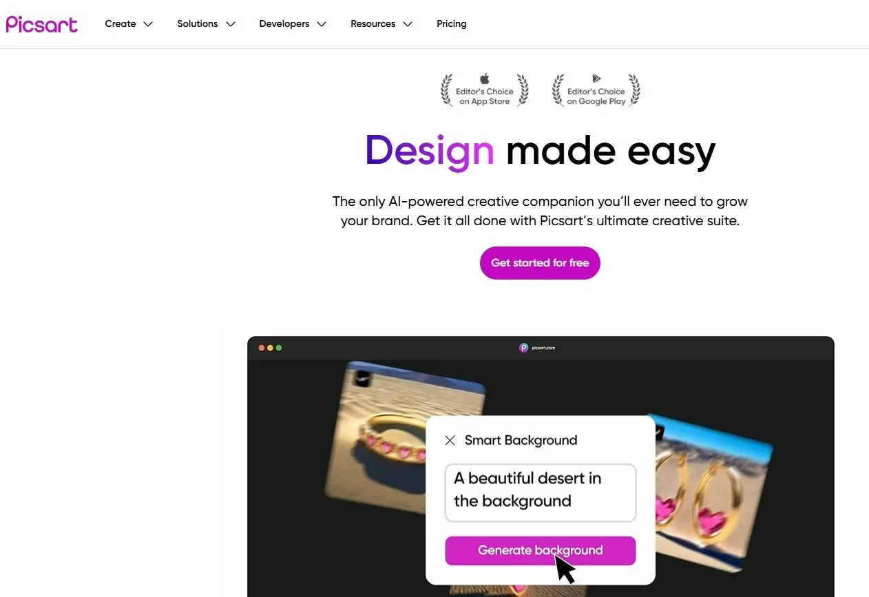 Sito web di Picsart Immagine: Sito web di Picsart