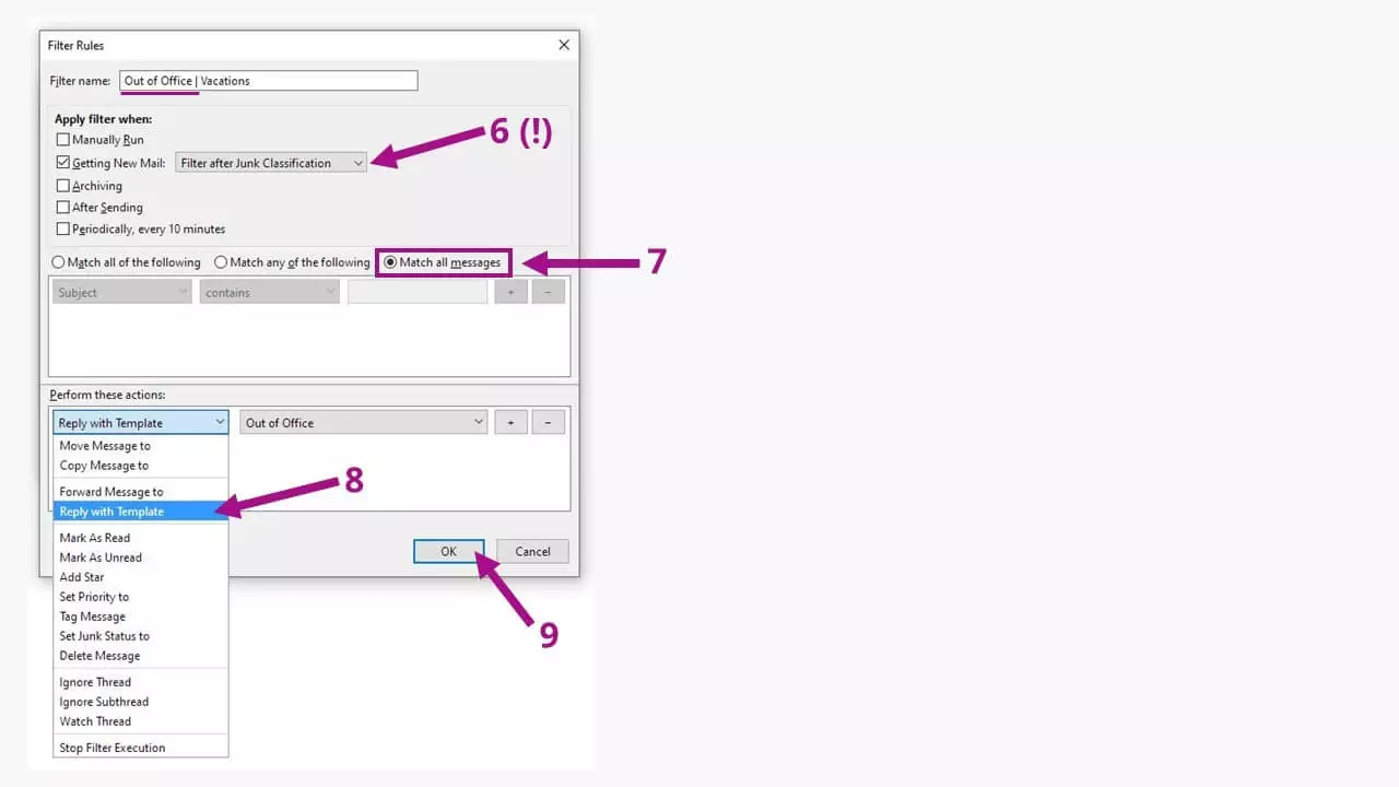Risposta automatica in caso di assenza con Thunderbird: configurazione in dettaglio dei filtri
