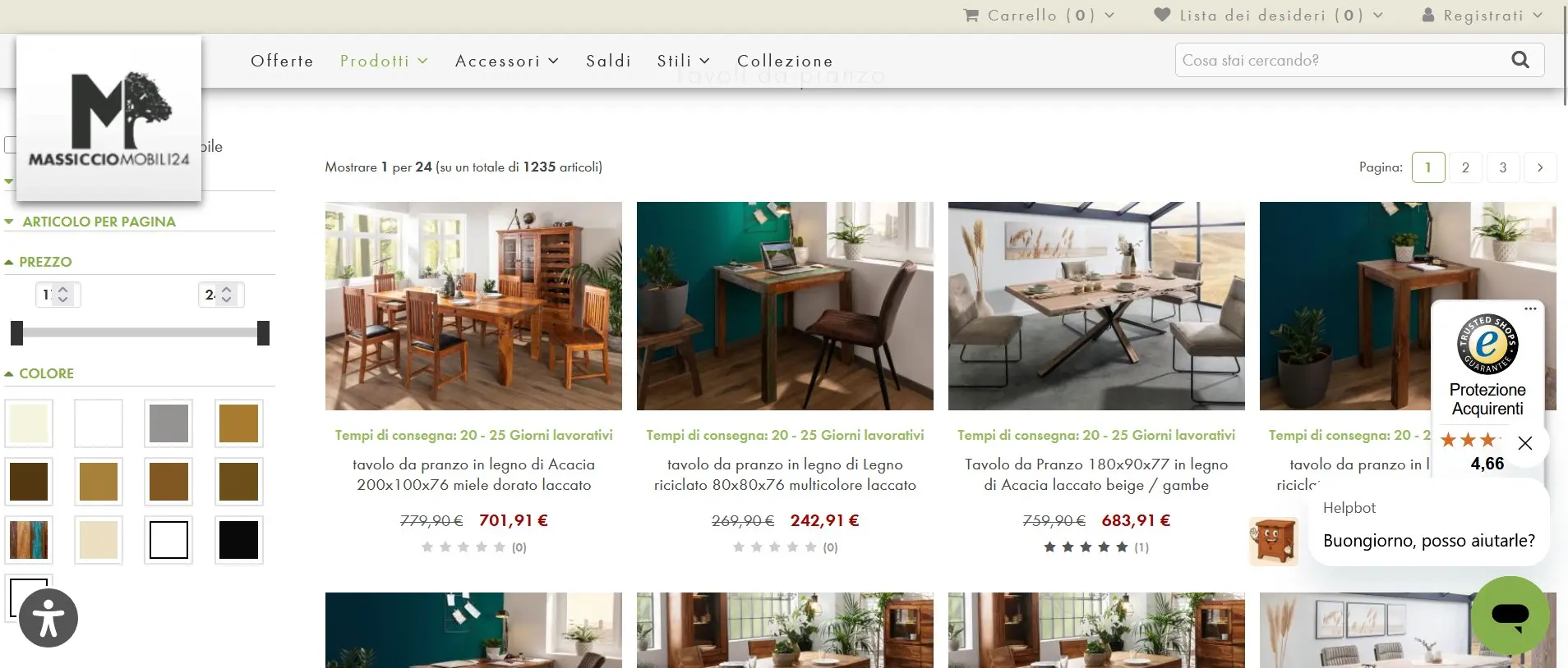 Pagina di destinazione di massicciomobili24.it Immagine: Pagina di destinazione di massicciomobili24.it