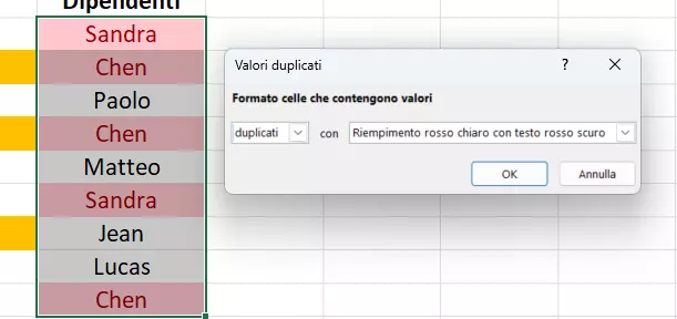 Excel: evidenziare i valori duplicati con un colore Excel: evidenziare i valori duplicati con un colore