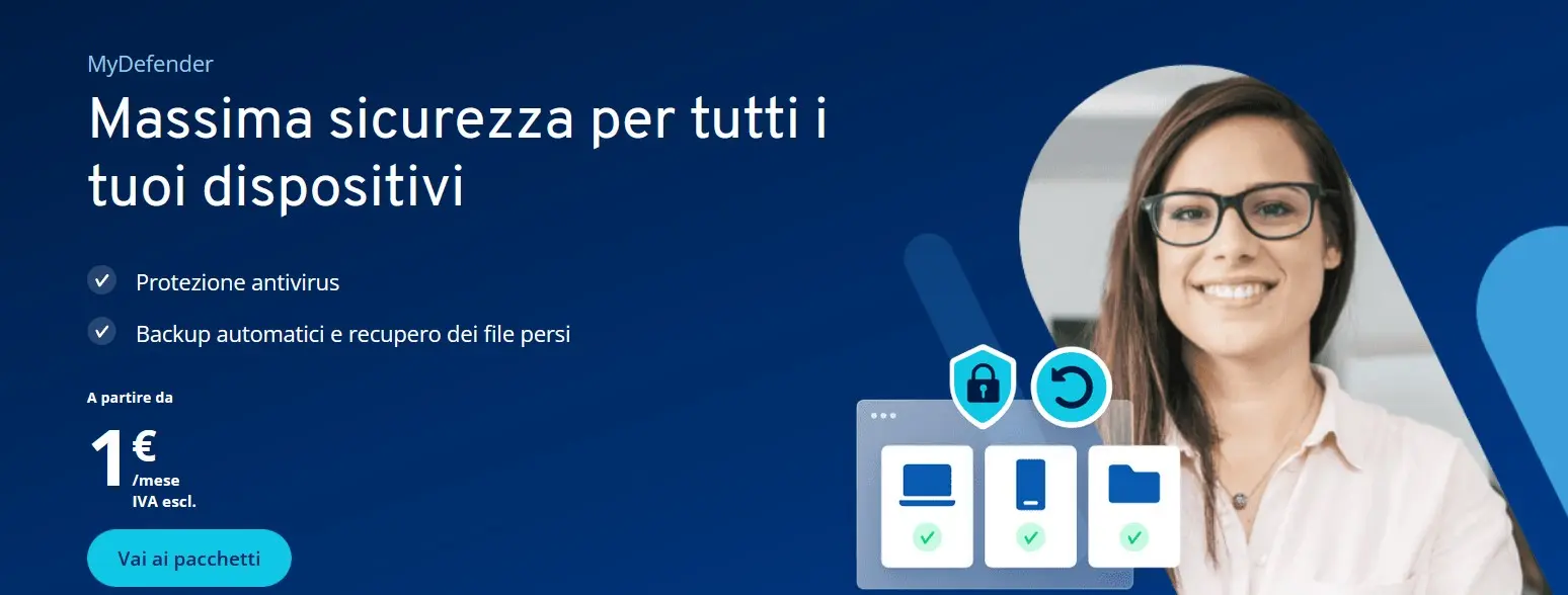 Screeshot della pagina di MyDefender Immagine: Screeshot della pagina di MyDefender