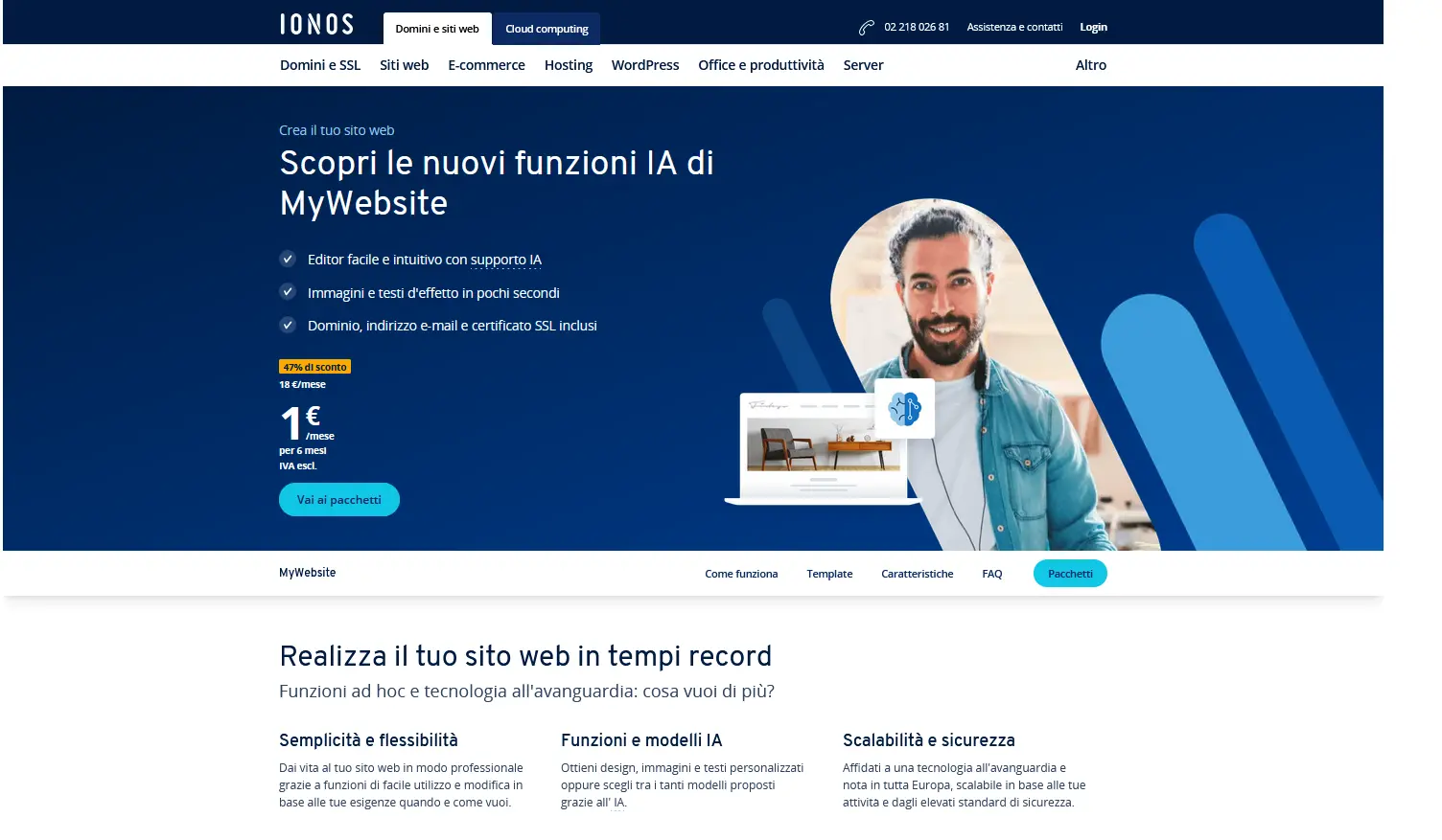 Pagina di destinazione di MyWebsite di IONOS Immagine: Pagina di destinazione di MyWebsite di IONOS