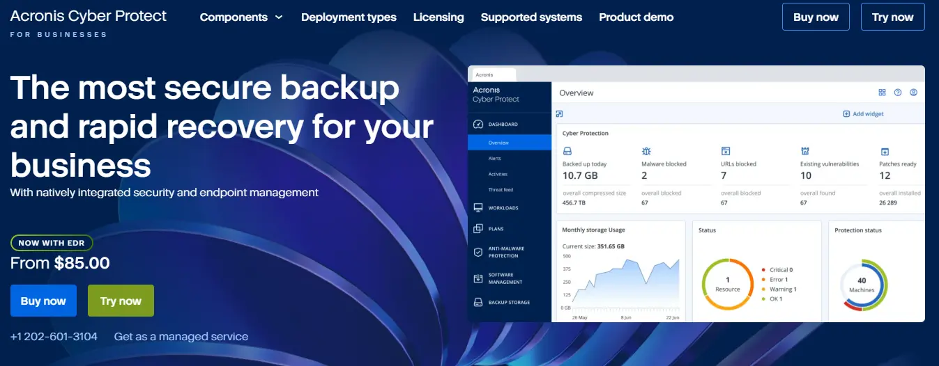 Immagine: Acronis Cyber Protect Home Office: dashboard e funzioni