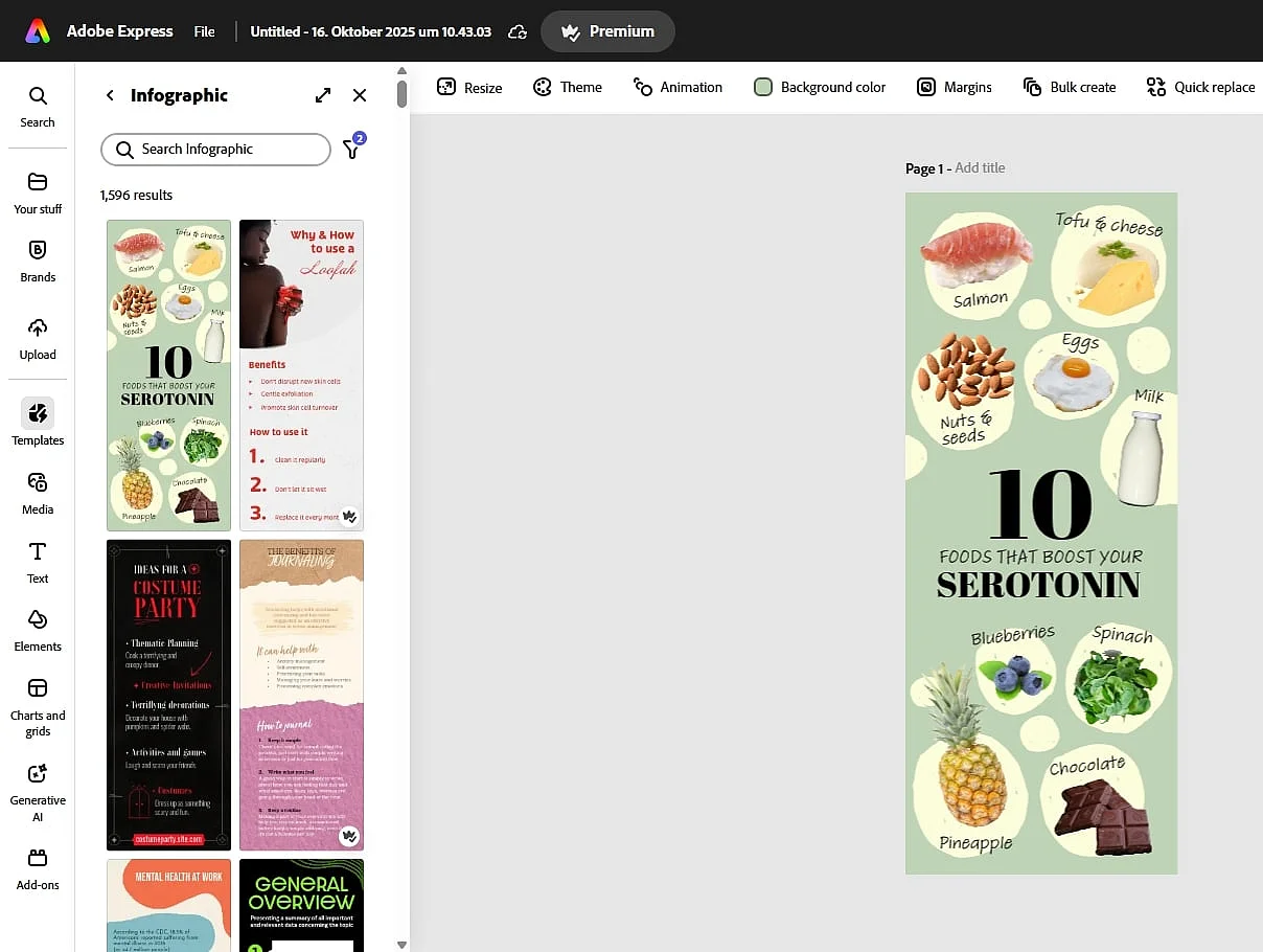 Immagine: Interfaccia utente di Adobe Express