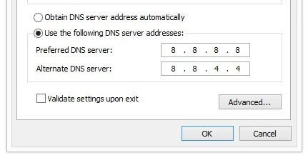 Immagine: Impostazioni del server DNS su Windows