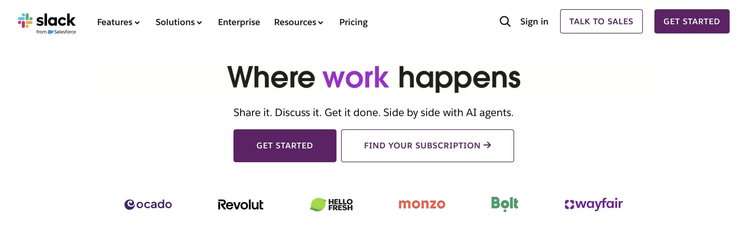 Screenshot del sito Slack Immagine: Screenshot del sito Slack