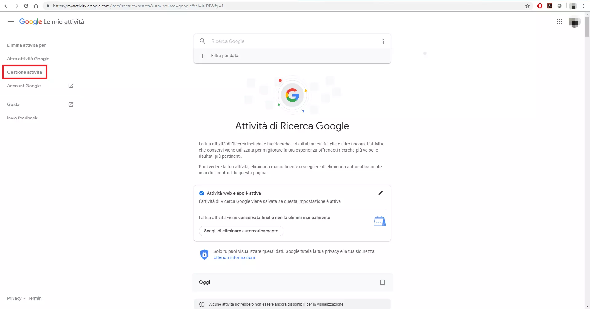 Cronologia delle attività di Google