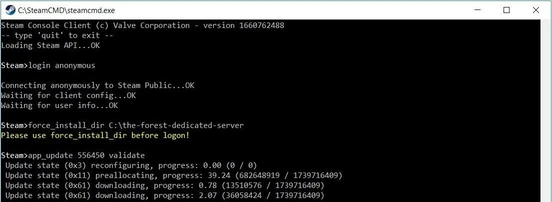 Installazione del server dedicato per The Forest tramite SteamCMD