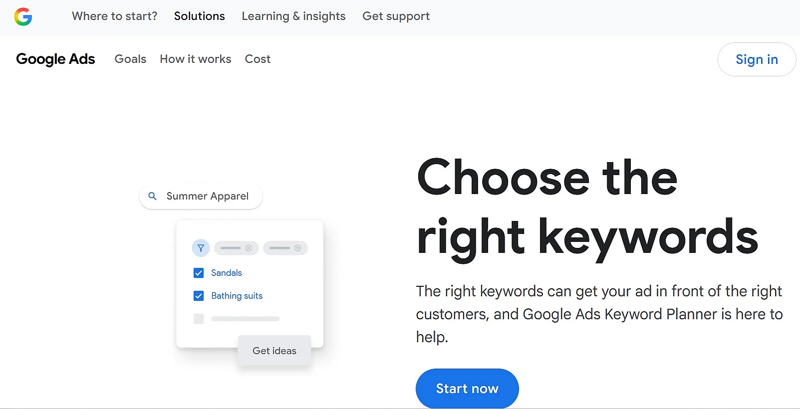 Pagina iniziale di Google Keyword Planner Immagine: Pagina iniziale di Google Keyword Planner