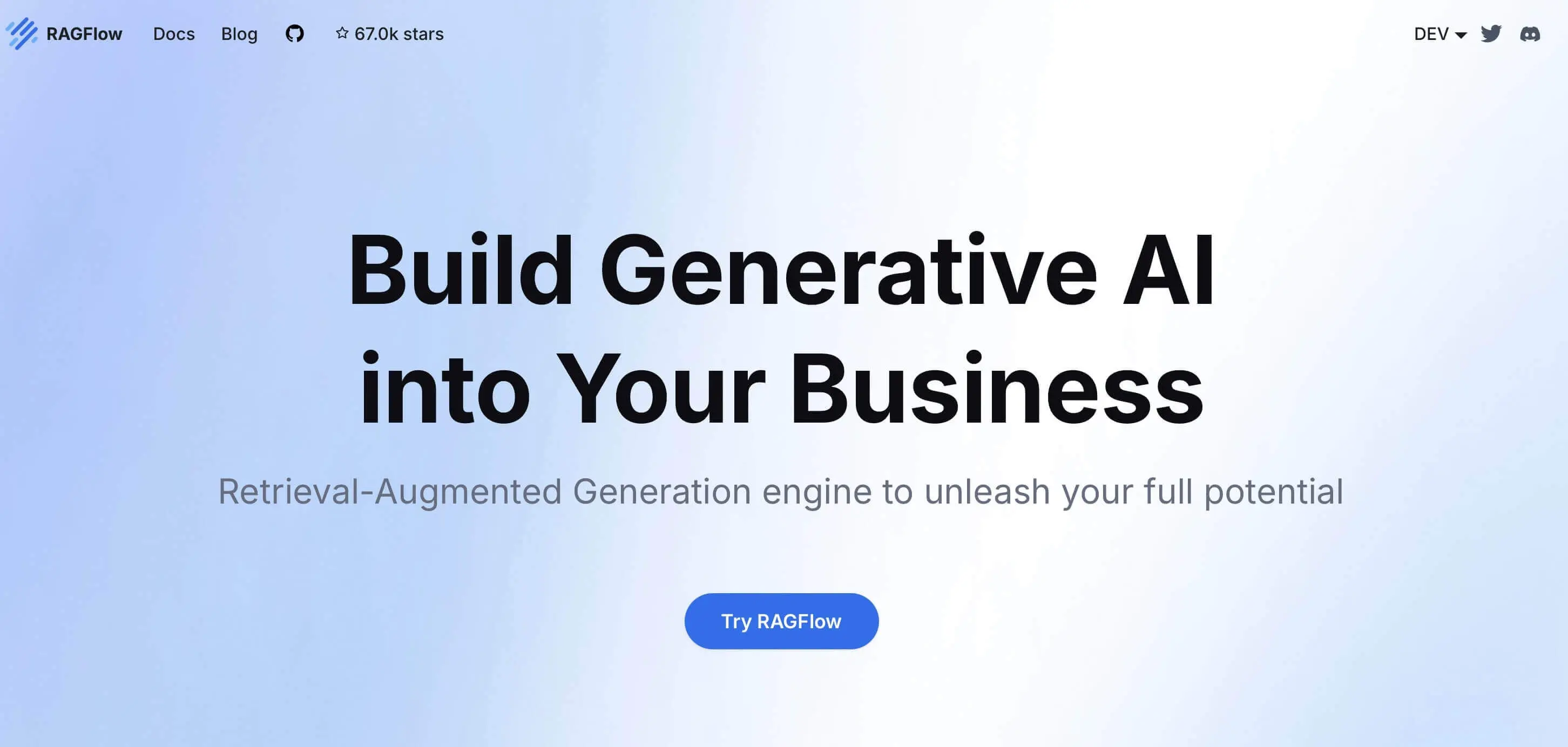 Immagine: Screenshot del sito web di RAGFlow