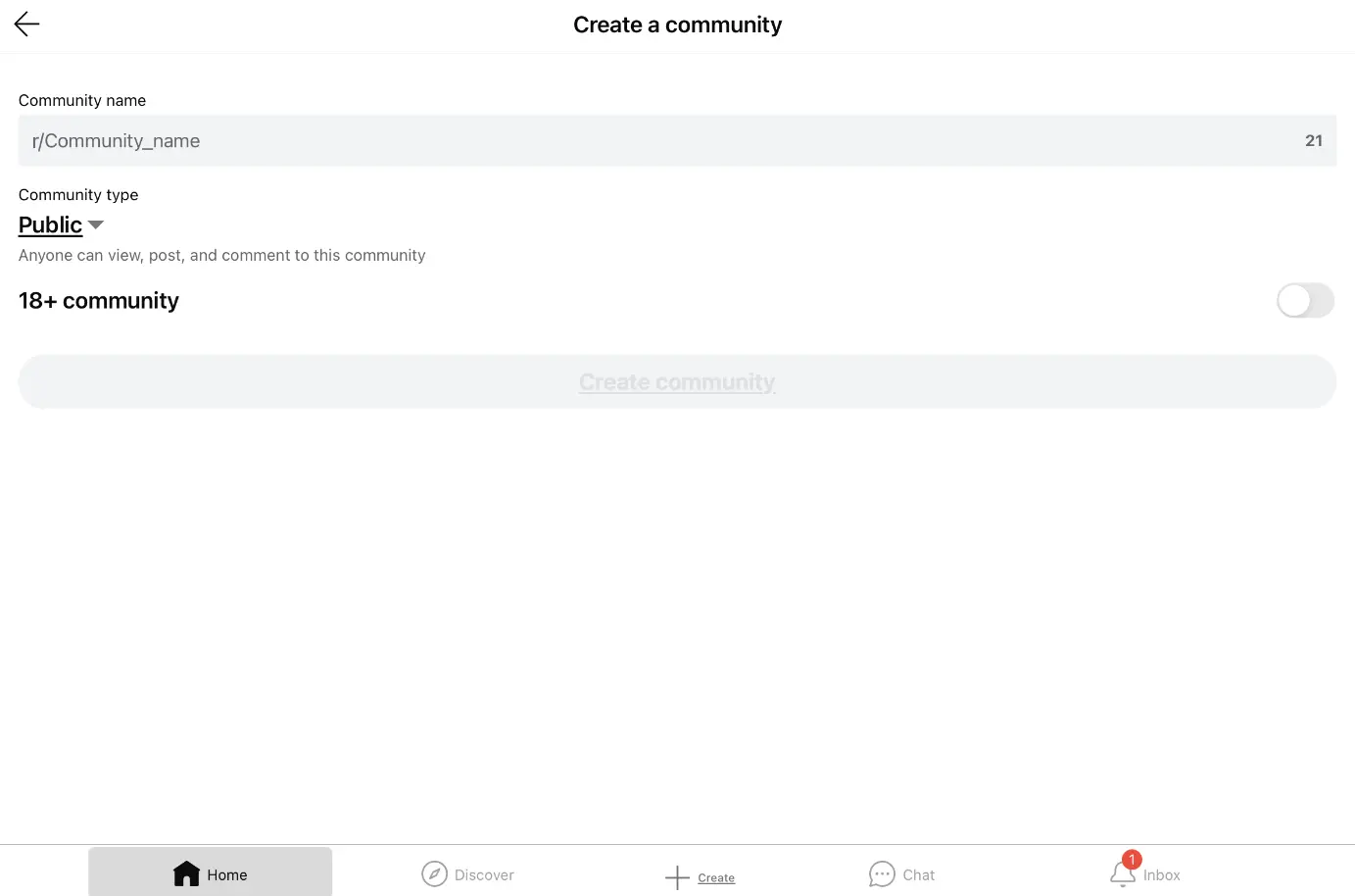 Schermata iPad della creazione di una community sull’app Reddit Immagine: Schermata iPad della creazione di una community sull’app Reddit