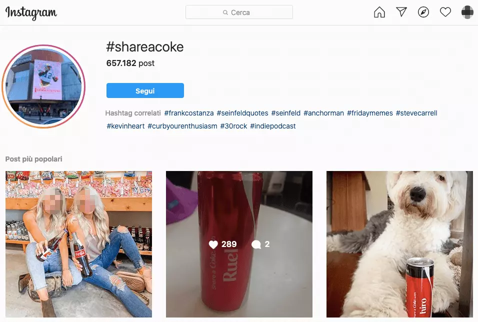 Immagine: Hashtag marketing: #shareacoke di Coca Cola