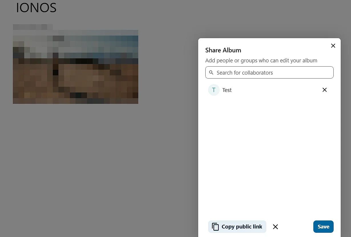 Immagine: Condivisione di un album su Nextcloud Memories