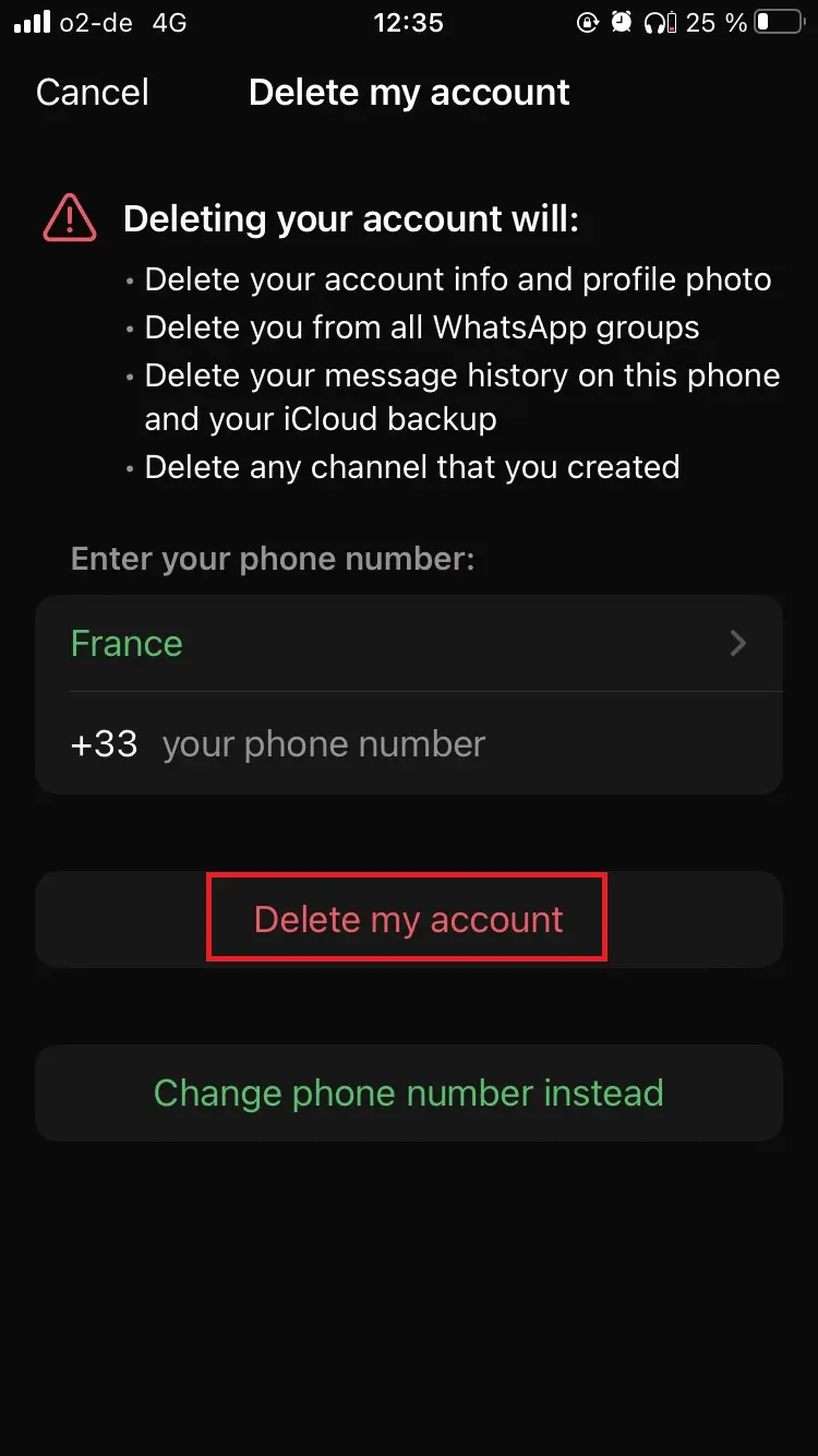 Cancellazione dell’account su WhatsApp Immagine: Cancellazione dell’account su WhatsApp