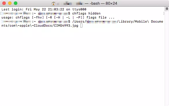 Immagine: Comando per nascondere file e cartelle sul Mac 
