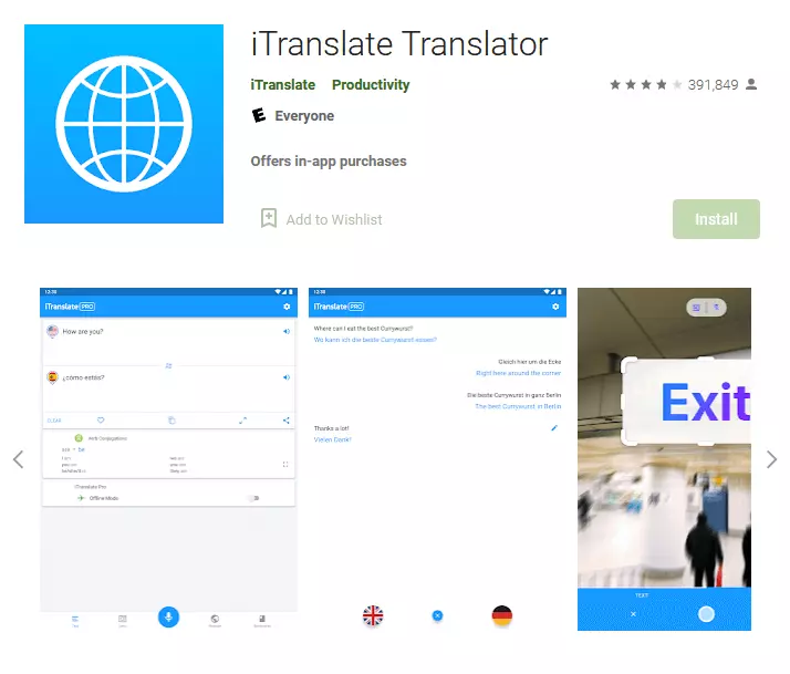 iTranslate Traduttore su Google Play Store