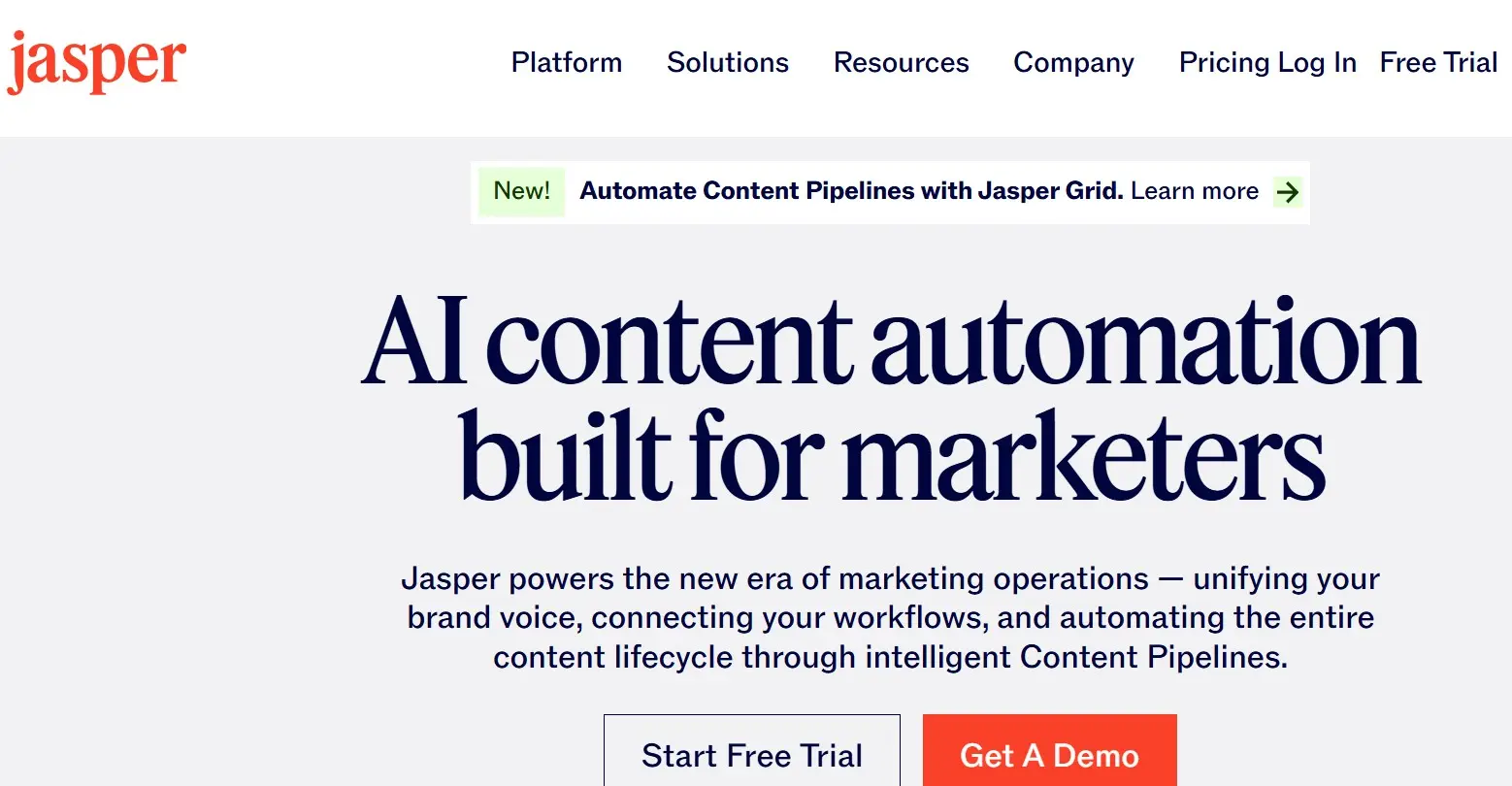 Sito di Jasper AI Immagine: Sito di Jasper AI