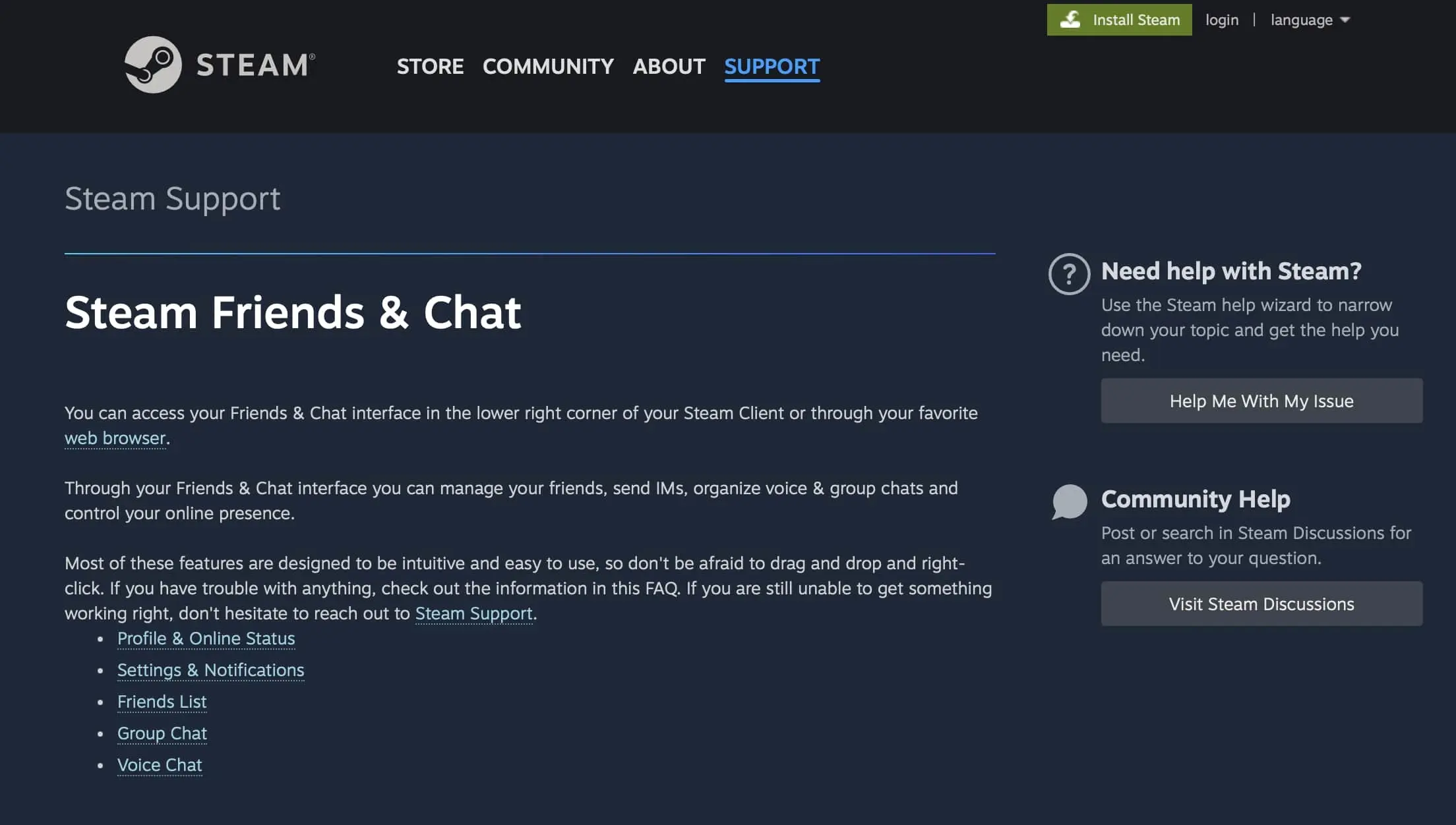Screenshot del sito di Steam Chat Immagine: Screenshot del sito di Steam Chat