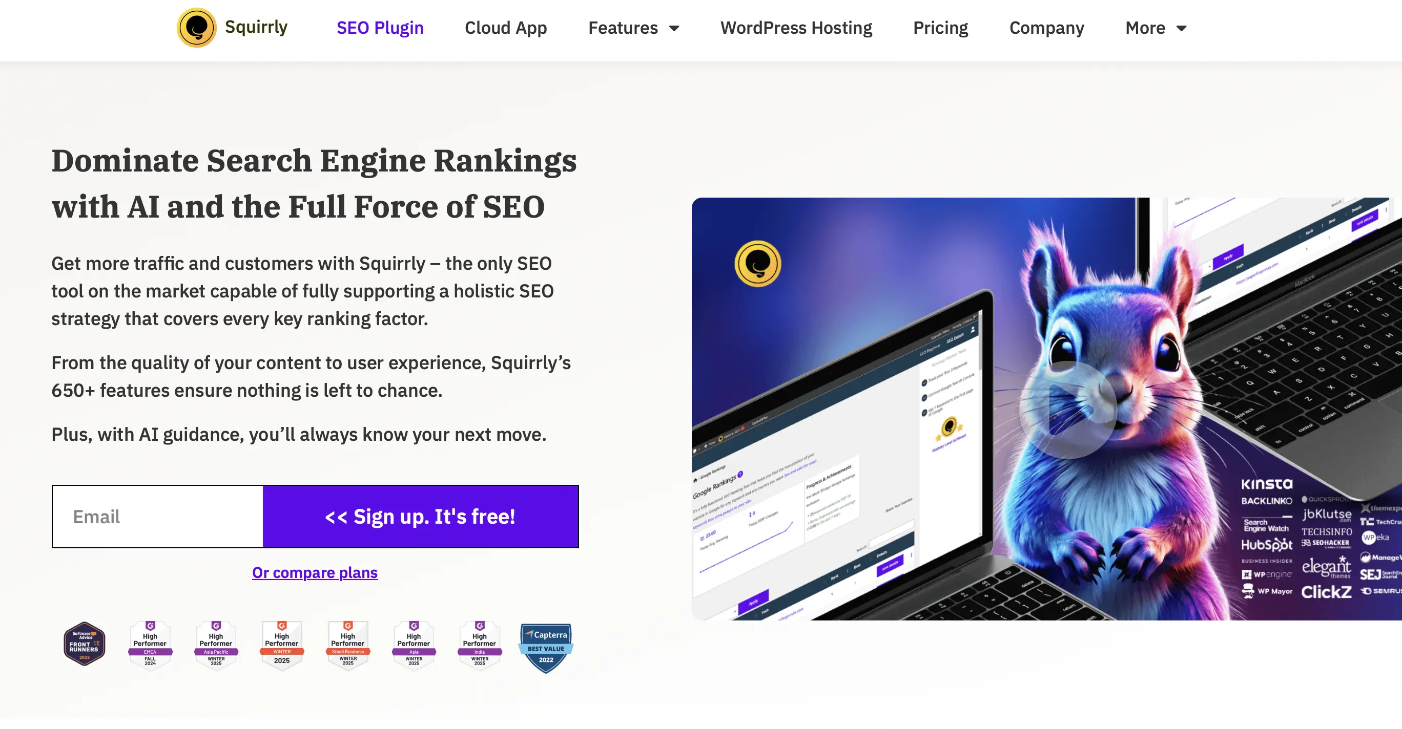 Immagine: Sito del plugin premium di WordPress Squirrly SEO