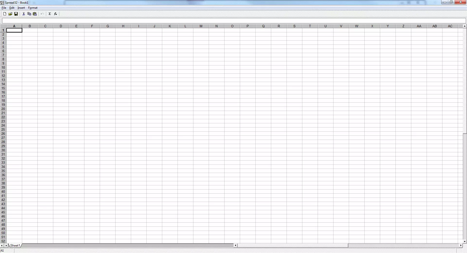 Screenshot di Spread32 nella versione 2.05 in inglese