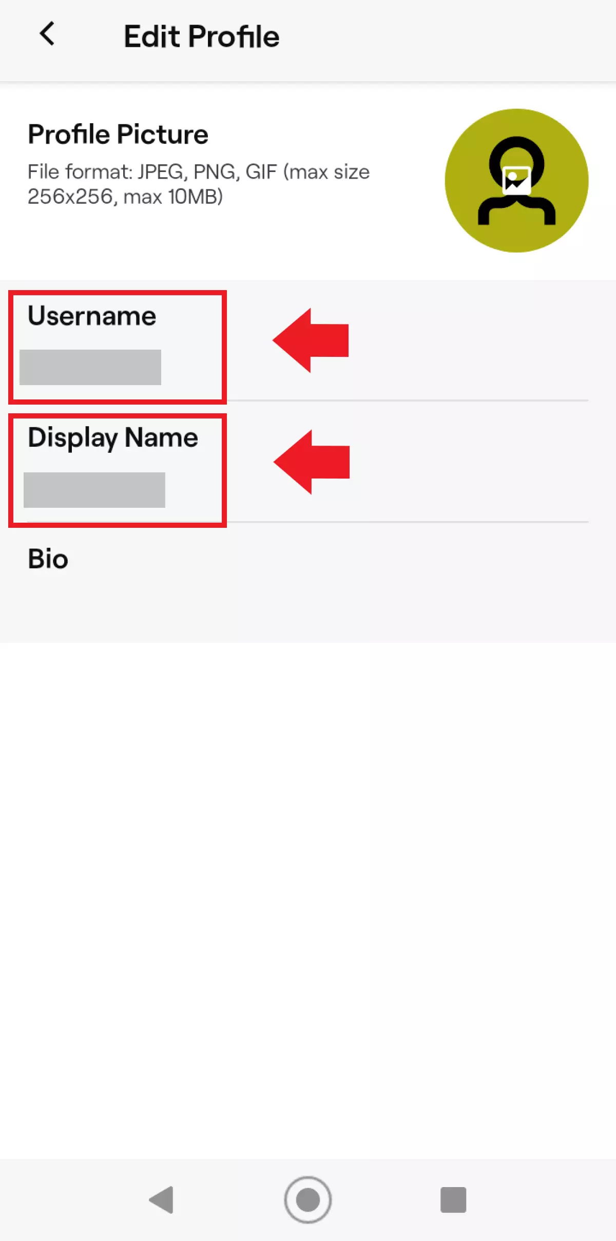 Immagine: Menu “Modifica il profilo” nell’applicazione mobile di Twitch