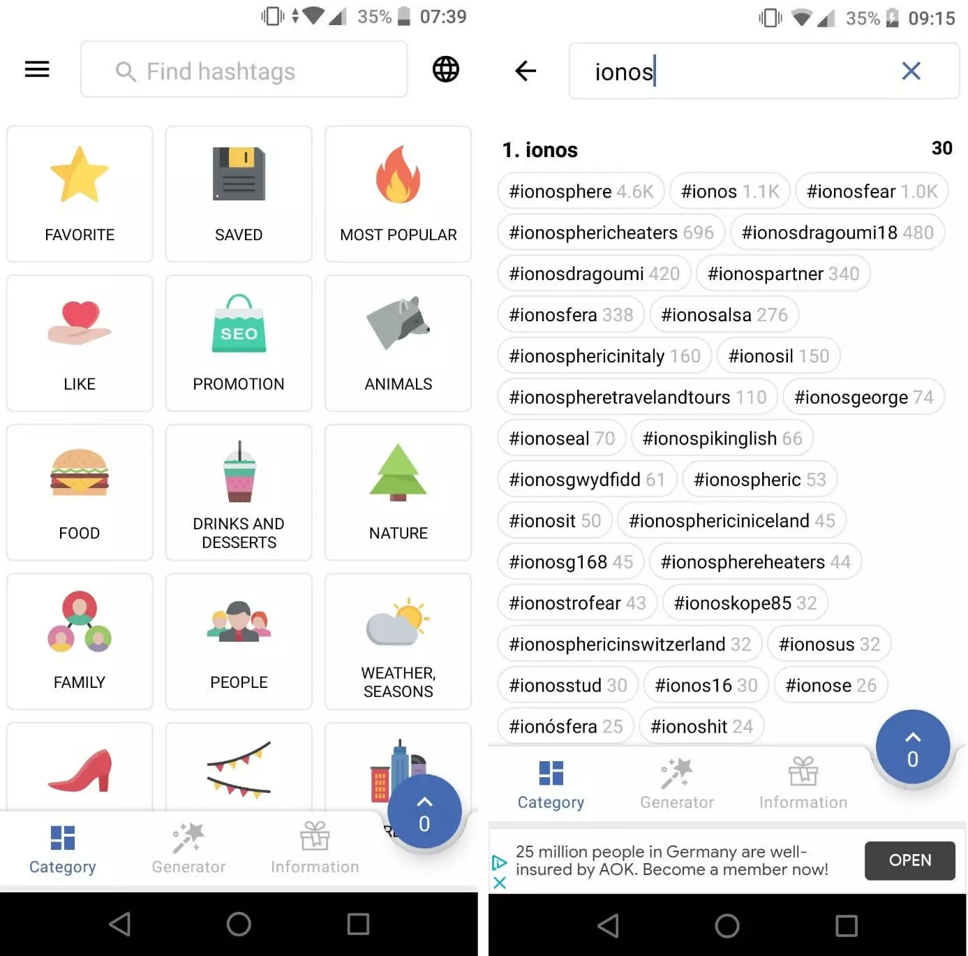 inTags: screenshot della versione per Android