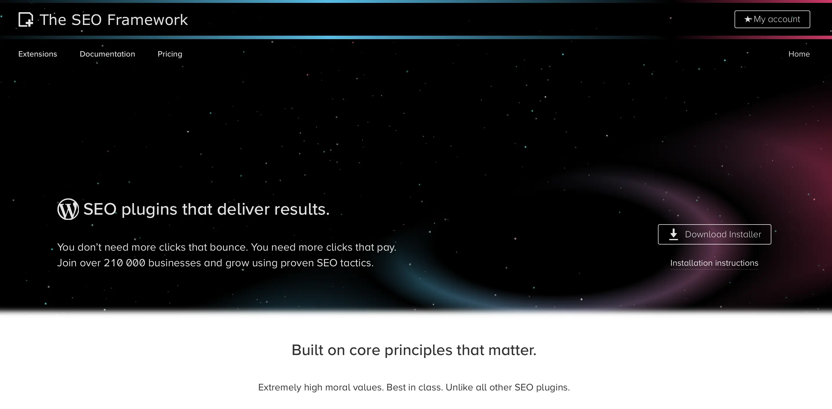 Immagine: Screenshot del sito web di The SEO Framework