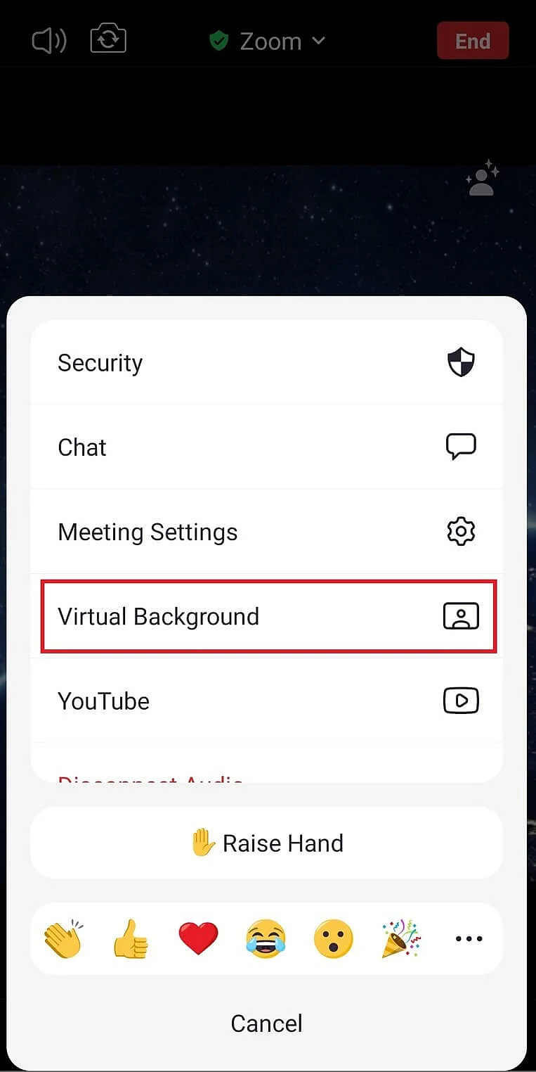 Impostazioni della riunione nell’app Zoom per Android Immagine: Impostazioni della riunione nell’app Zoom per Android