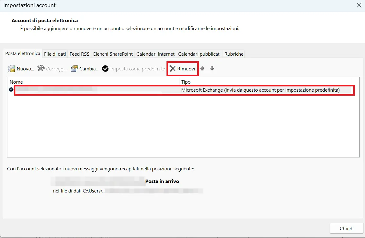 Immagine: Applicazione desktop di Outlook: impostazioni account