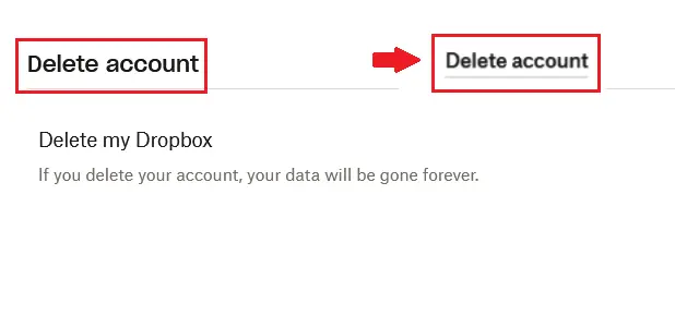 Il comando “Elimina account” nell’account di Dropbox Immagine: Il comando “Elimina account” nell’account di Dropbox