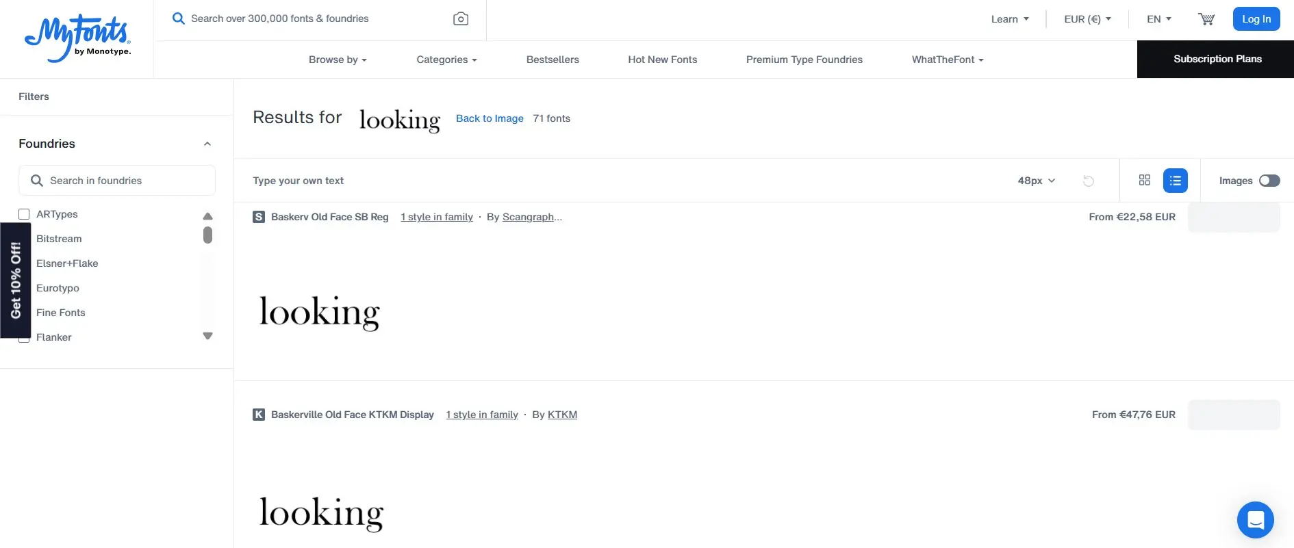 Immagine: Visualizzazione del risultato su WhatTheFont