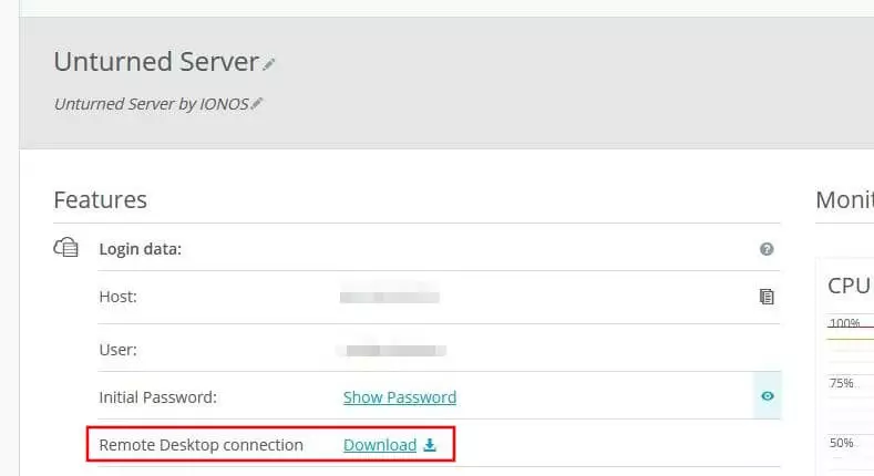 Immagine: Cloud Panel di IONOS: configurare la connessione al desktop remoto